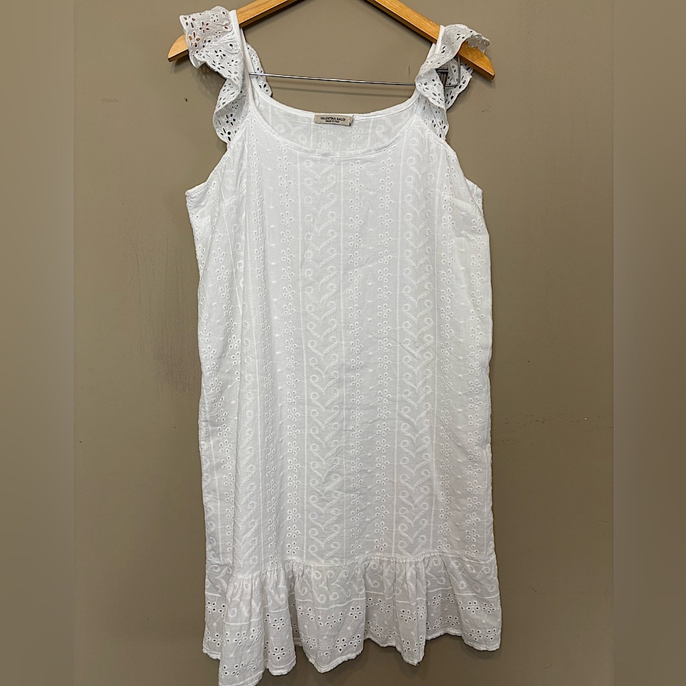 🇮🇹 VALENTINA NALDI Italy 100% Cotton, Lined Eyelet Dress